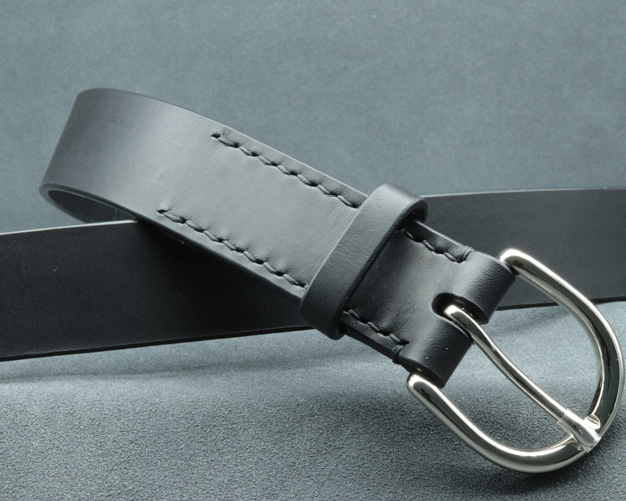 30mm Black Leather Belt - Solid Brass Buckle