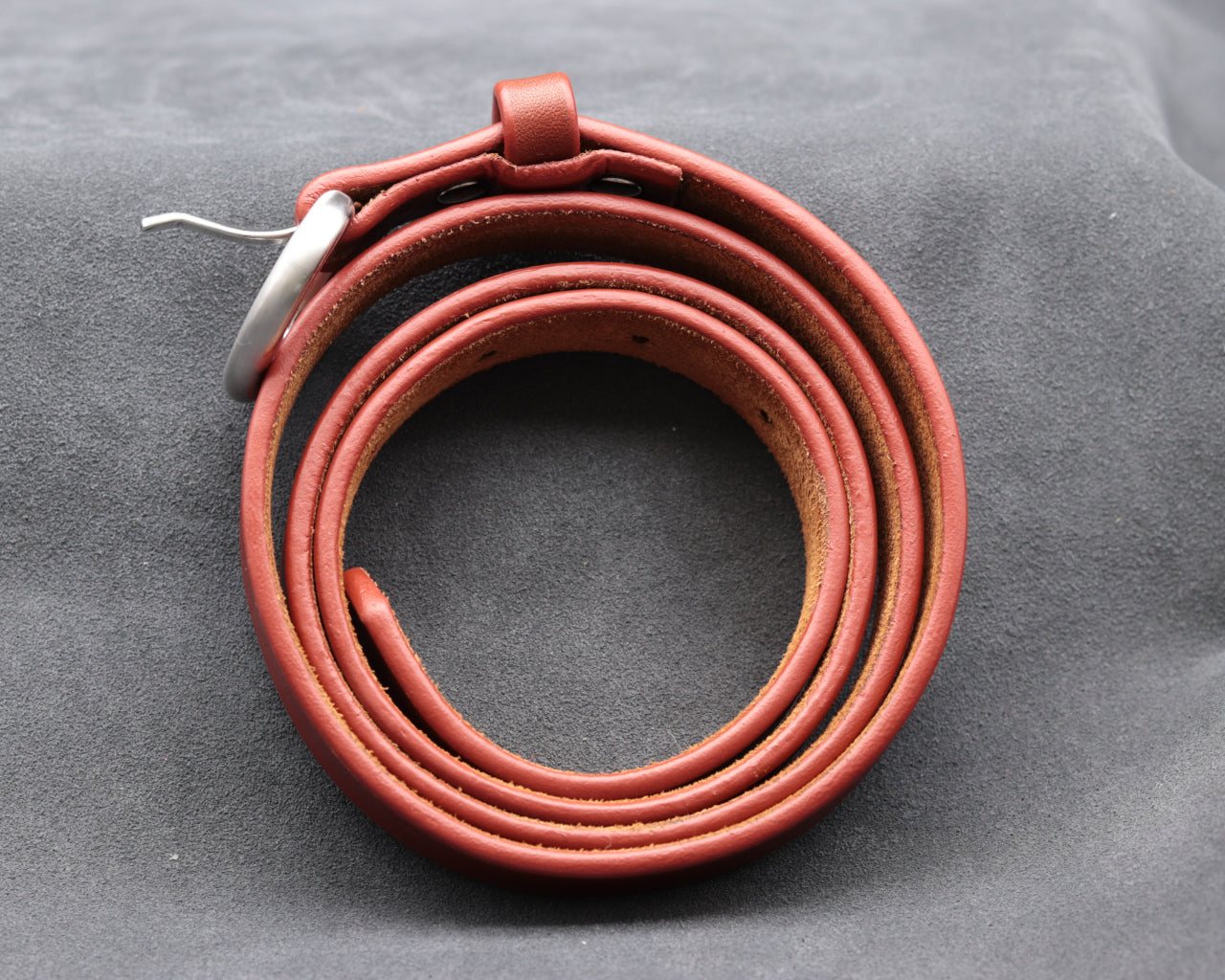 20mm Brick Red Leather Belt