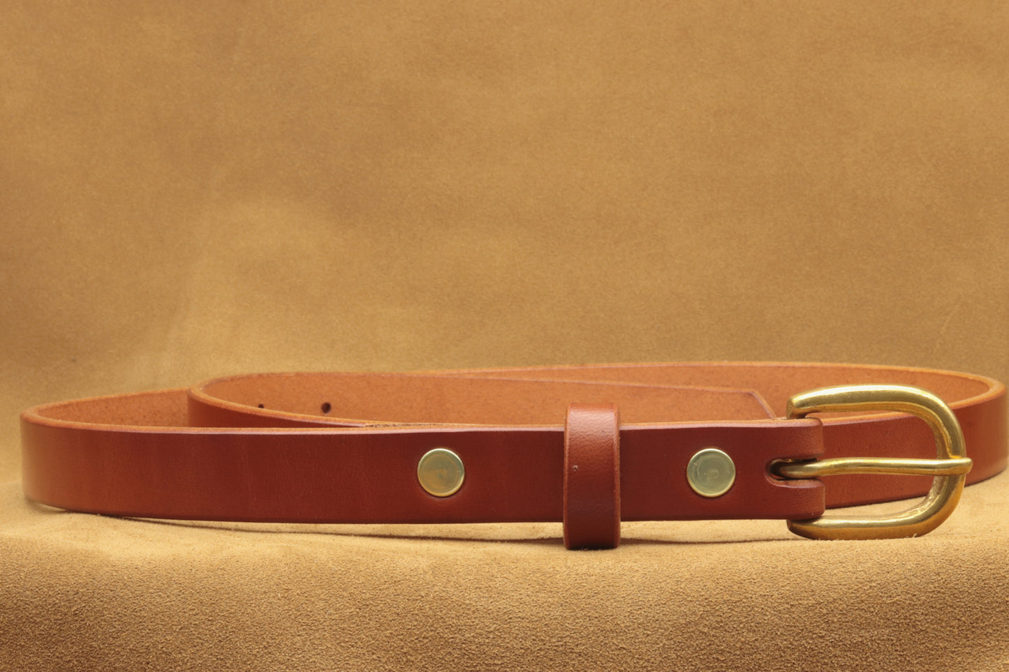Thin Brick Red Leather Belt