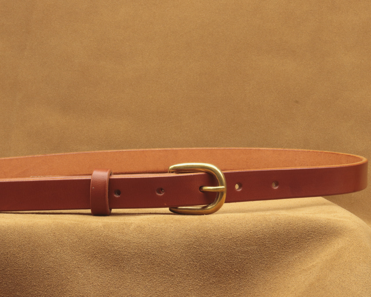 Thin Brick Red Leather Belt