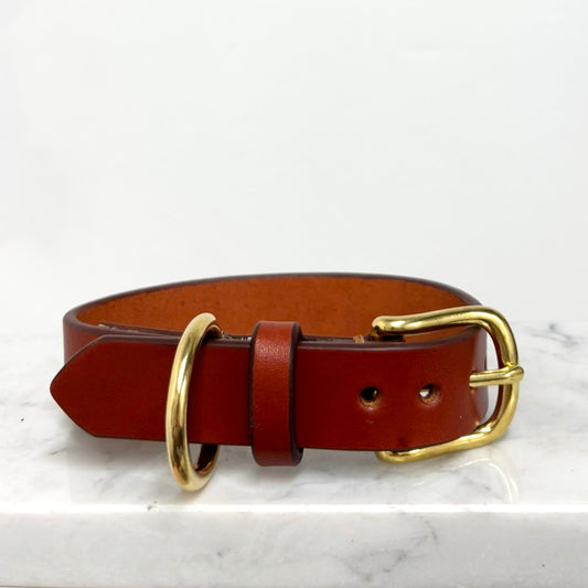 English Bridle Dog Collar in Brick Red