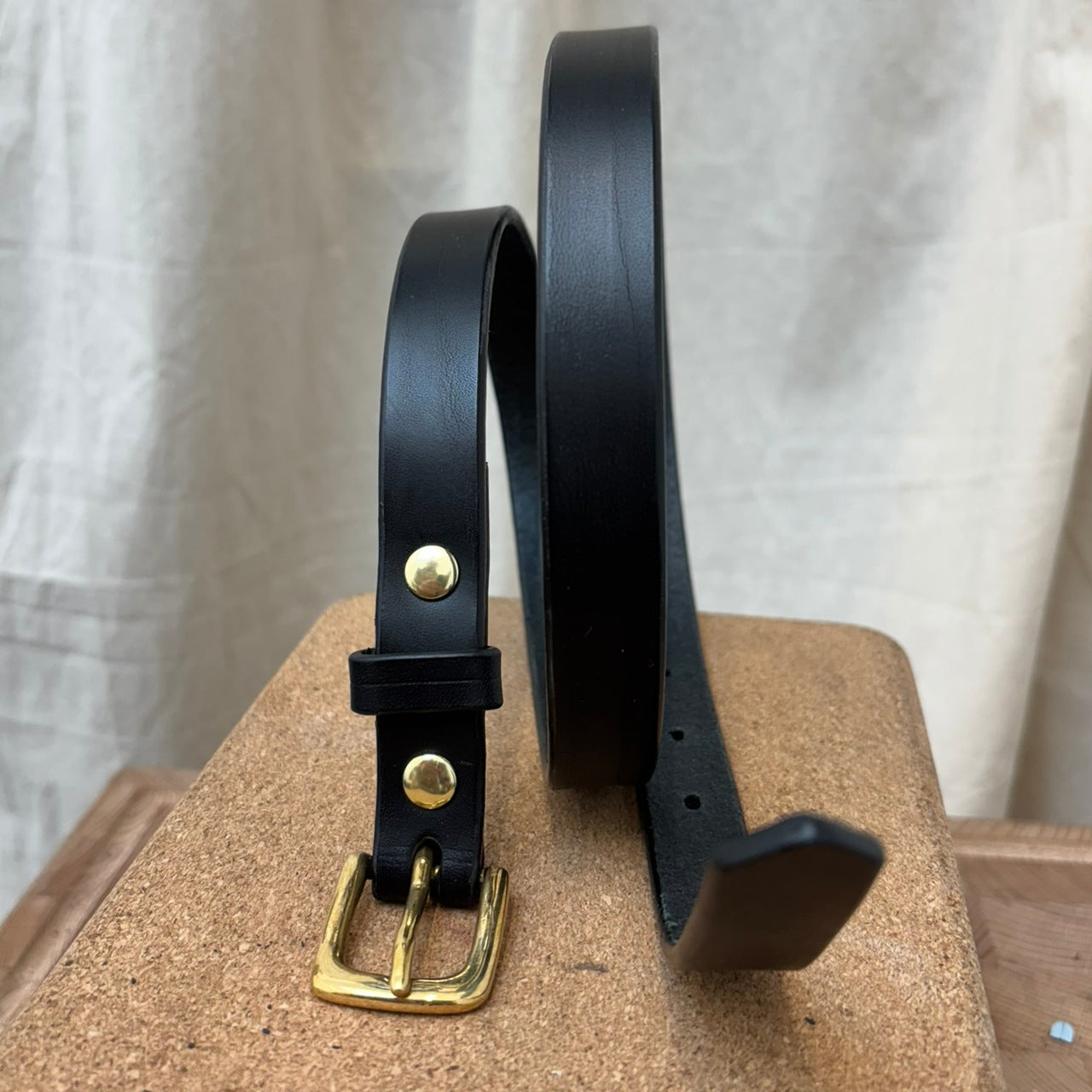 18mm Black Leather Belt