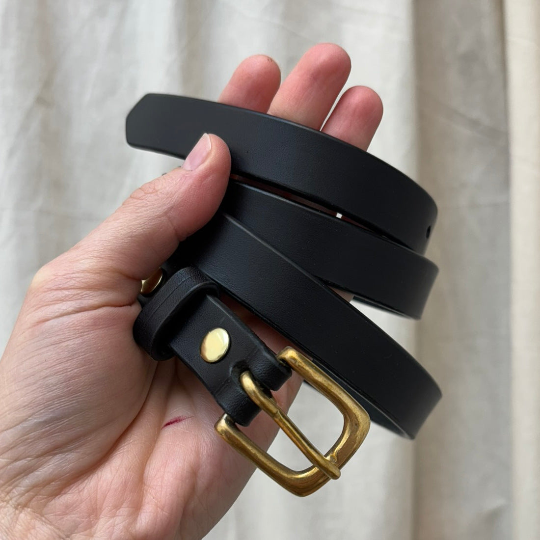 18mm Black Leather Belt