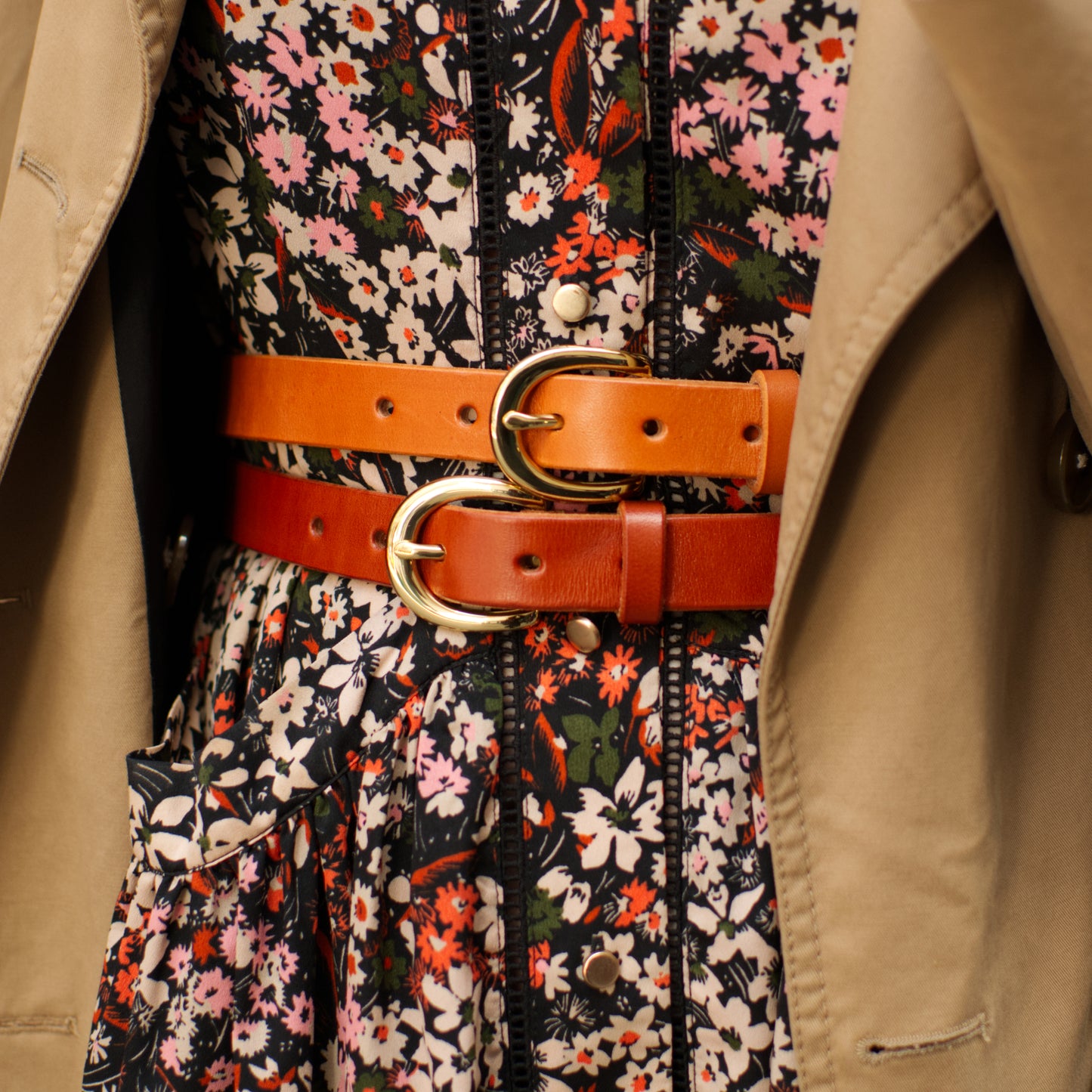 22mm Brick Red Leather Belt