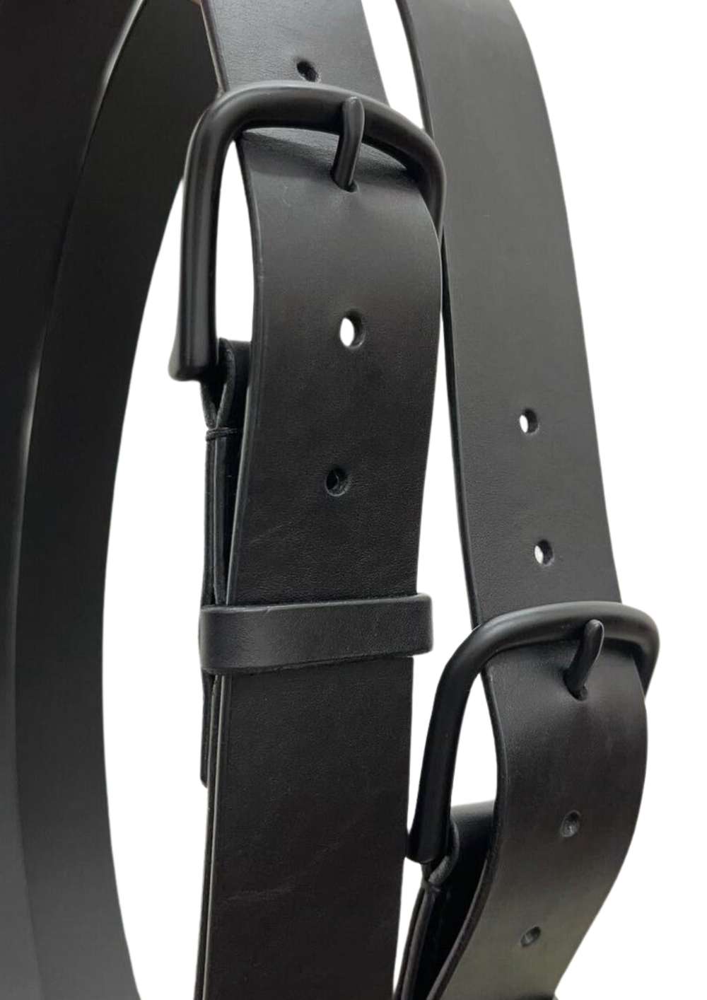 38mm Black Leather Belt with Matte Black Brass Buckle