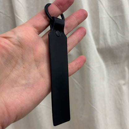 long keyring solid brass PVD buckle shiny leather shoulder