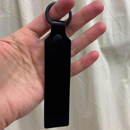 long keyring solid brass PVD buckle shiny leather shoulder