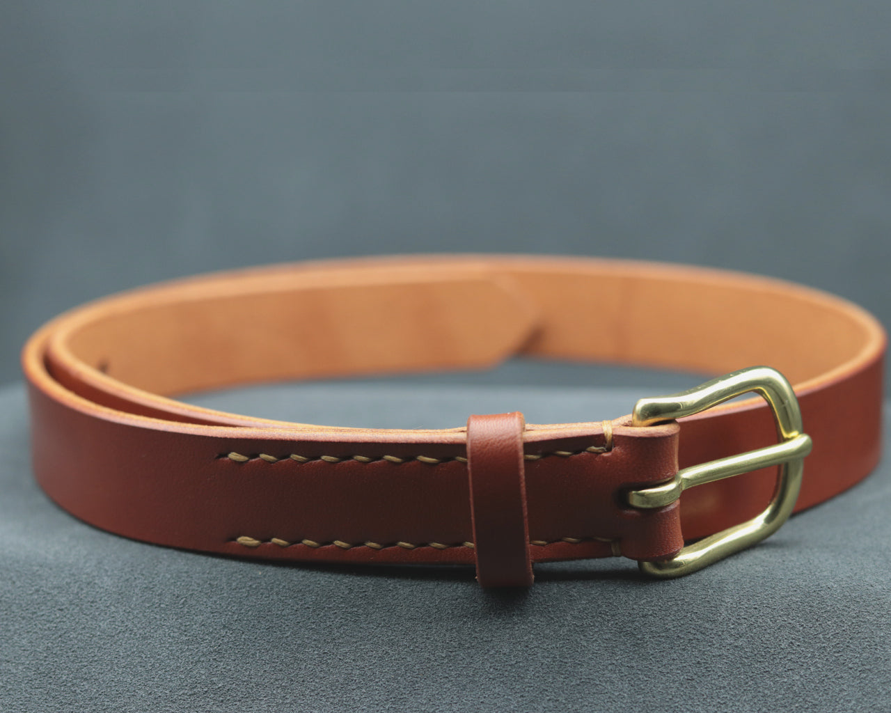 25mm Brick Red Leather Belt