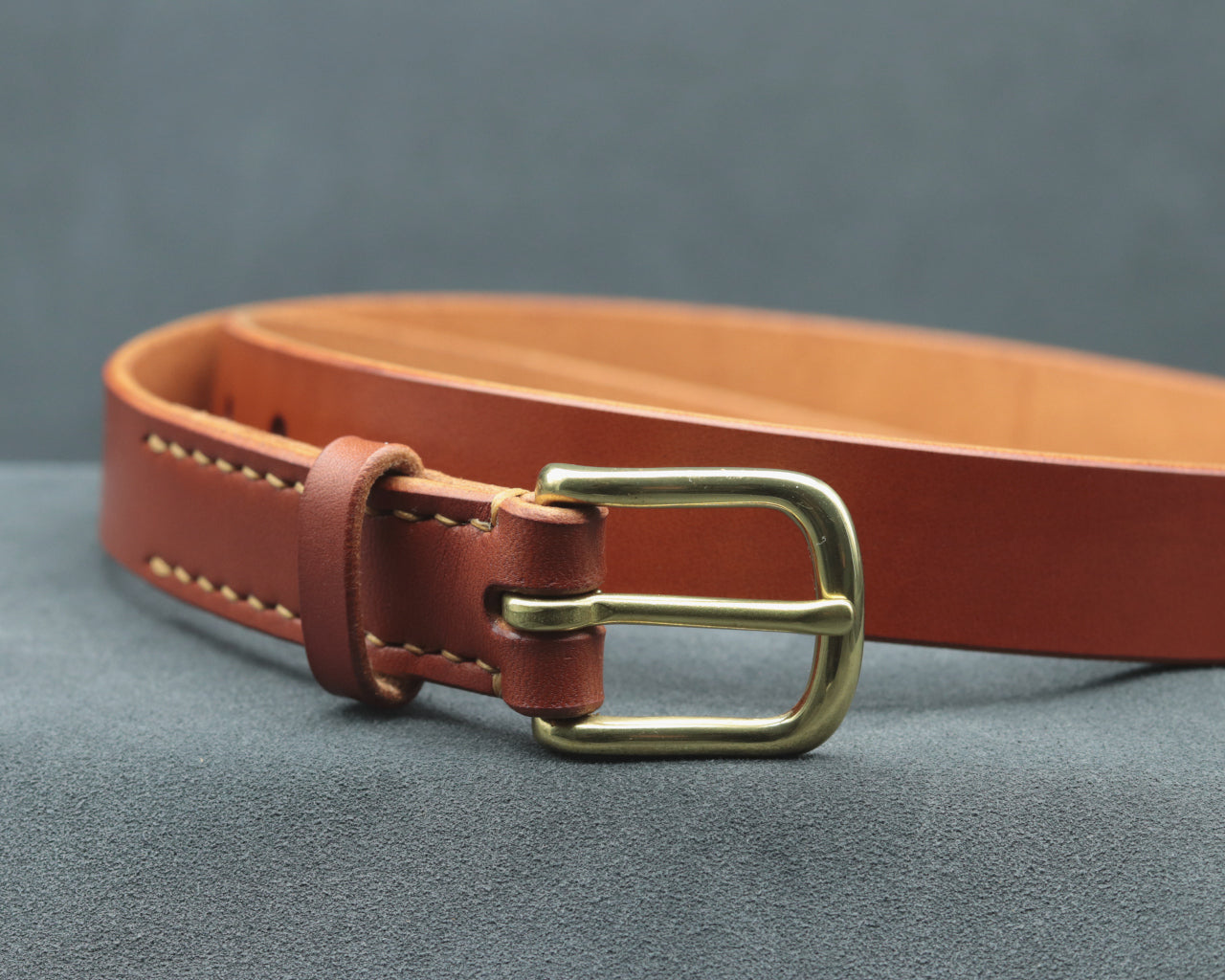 25mm Brick Red Leather Belt