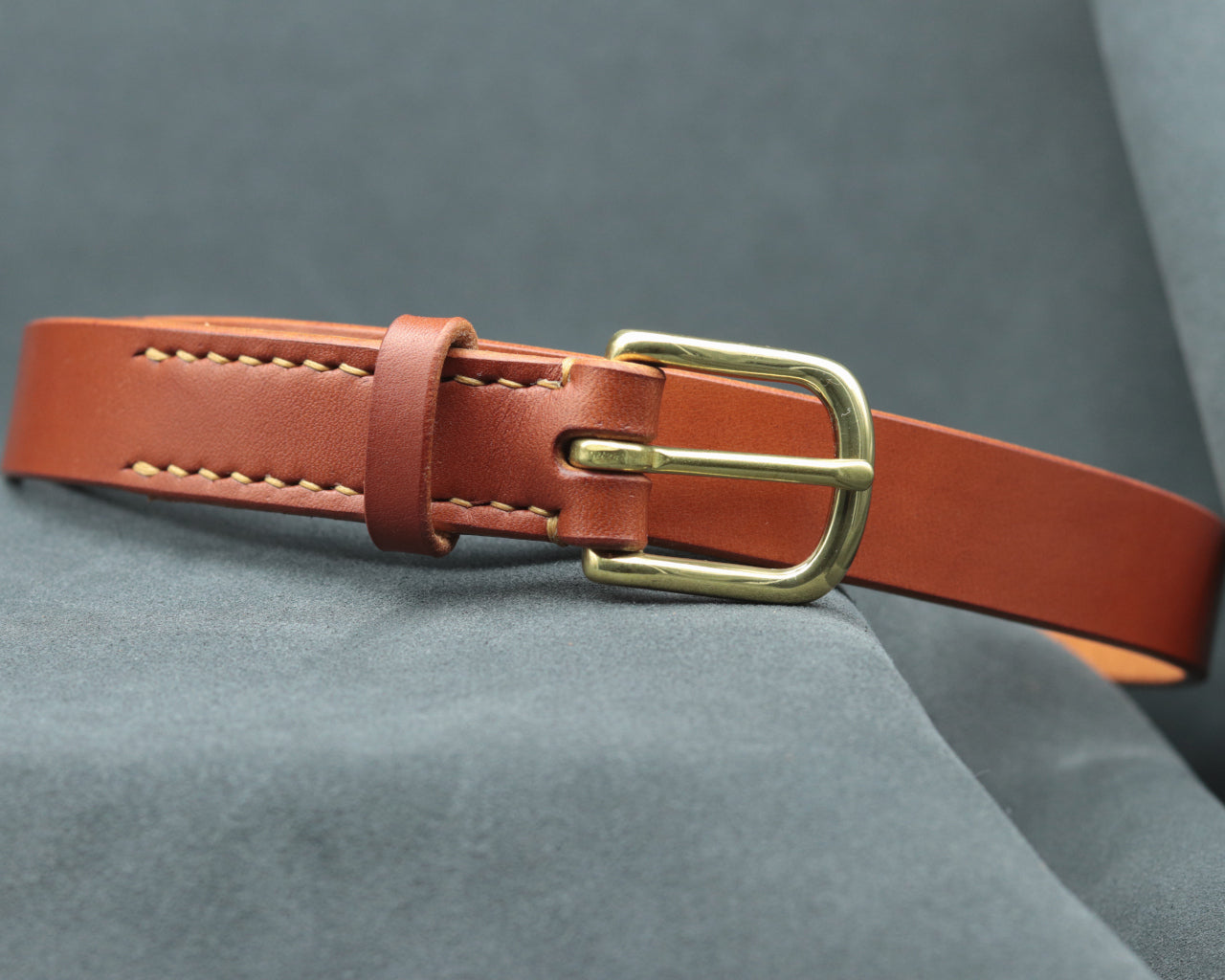 25mm Brick Red Leather Belt