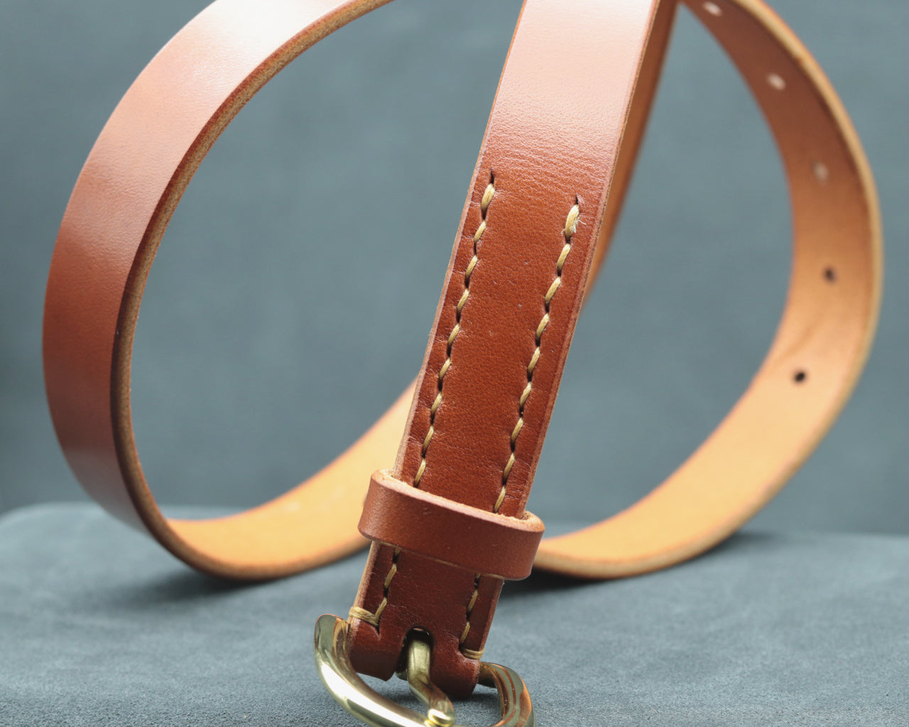 22mm Brick Red Leather Belt