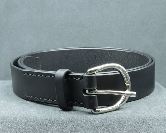 30mm Full Grain Black Leather Belt - Solid Brass Buckle