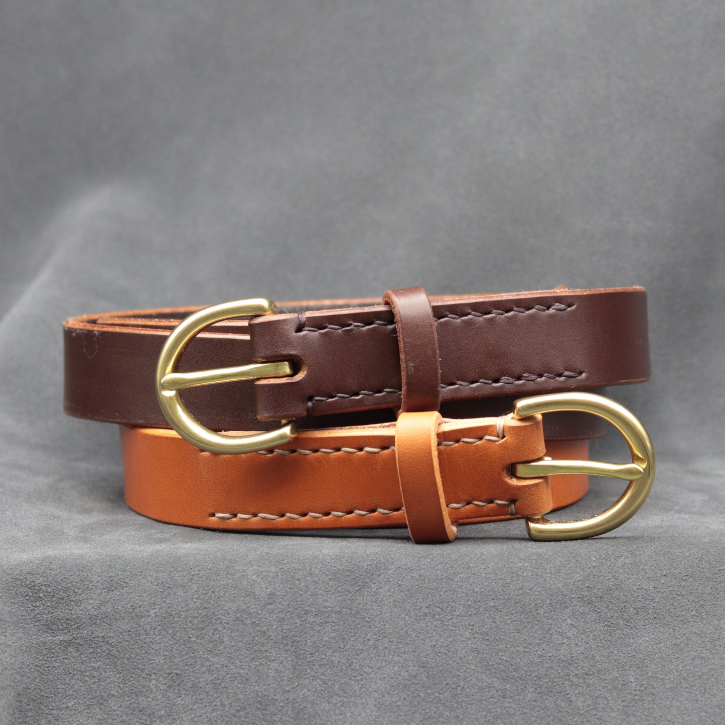 25mm Full Grain English Bridle Leather Belts - Solid Brass Buckle