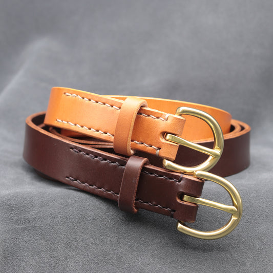 25mm Full Grain English Bridle Leather Belts - Solid Brass Buckle