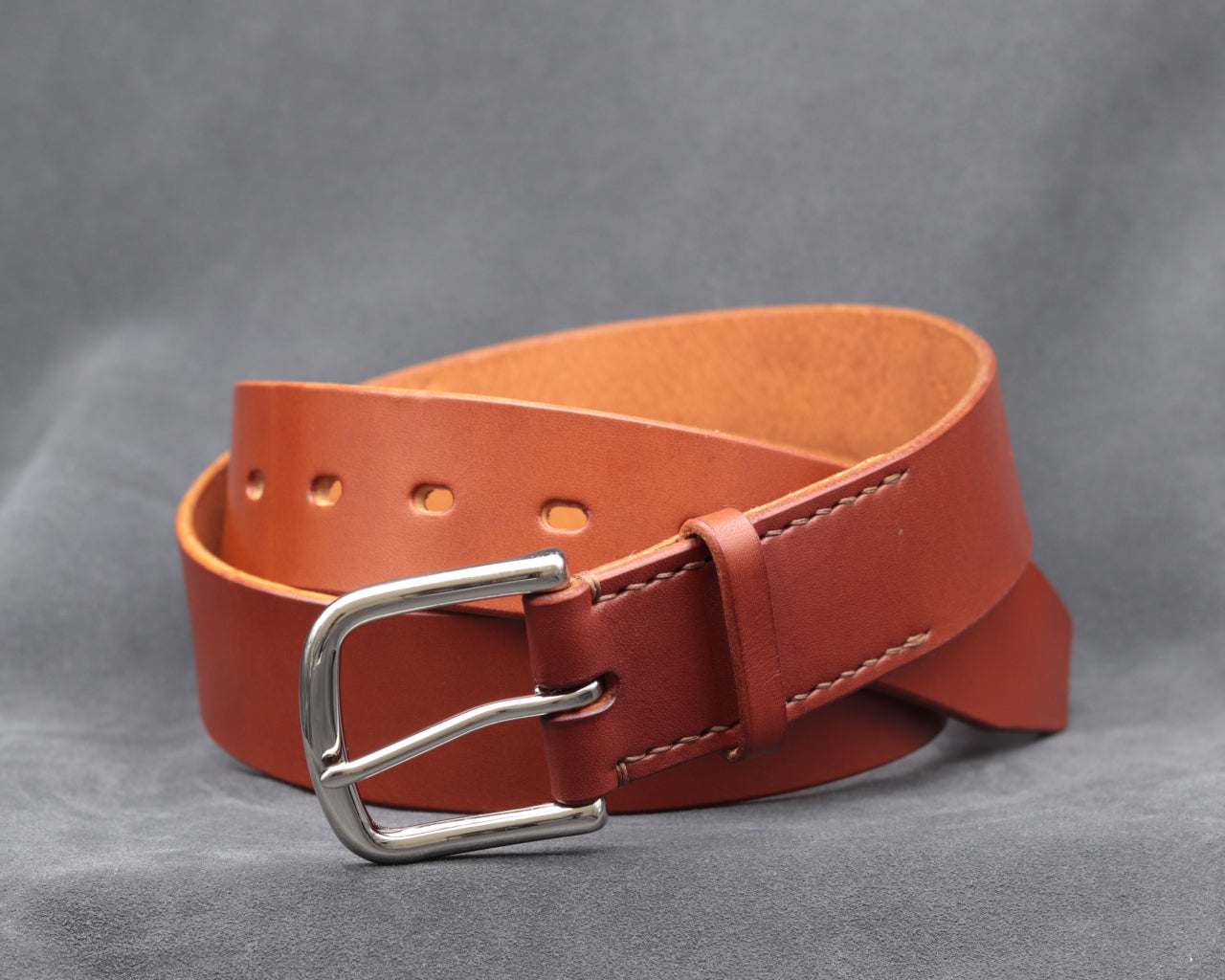 38mm Brick Red Leather Belt