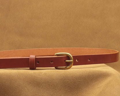 Thin Brick Red Leather Belt