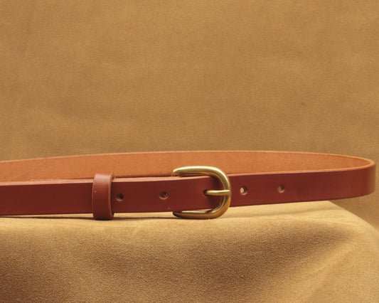 Thin Brick Red Leather Belt