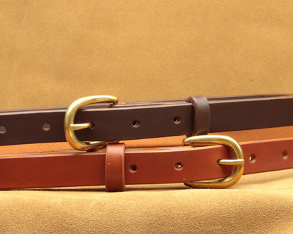 Thin Brick Red Leather Belt