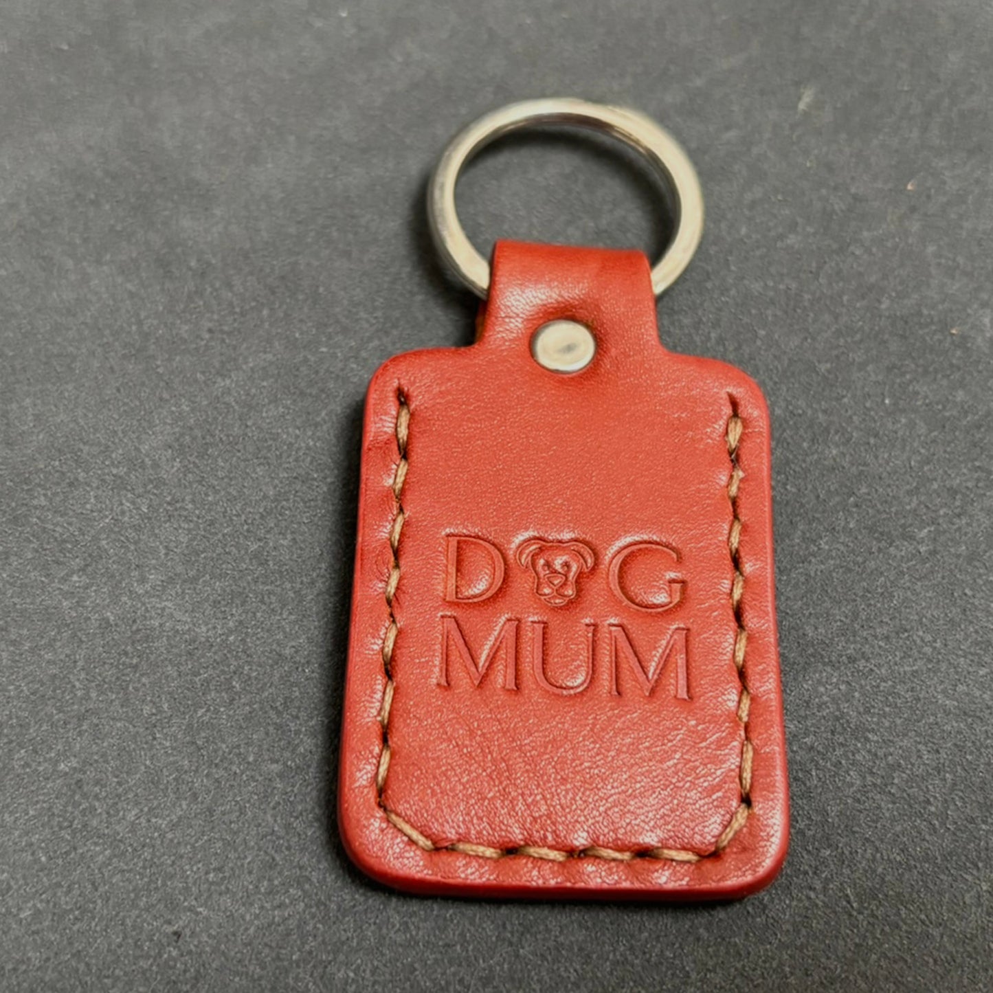 Personalized Rectangle Leather Keyring - 'DOG MUM' or 'DOG DAD'