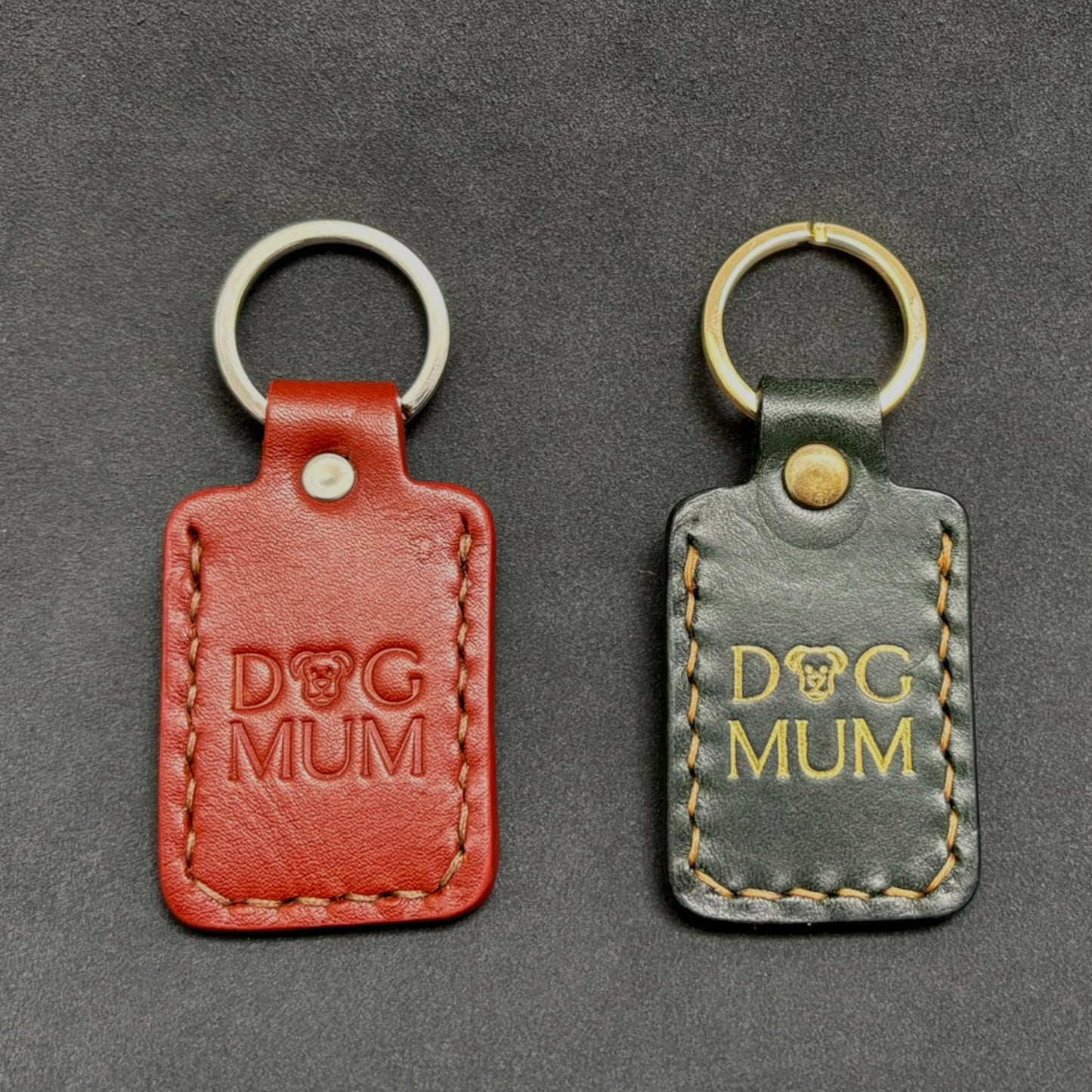 Personalized Rectangle Leather Keyring - 'DOG MUM' or 'DOG DAD'