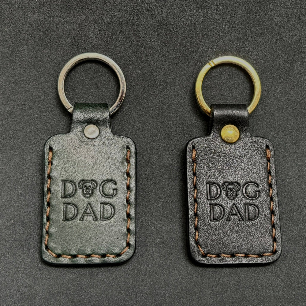 Personalized Rectangle Leather Keyring - 'DOG MUM' or 'DOG DAD'