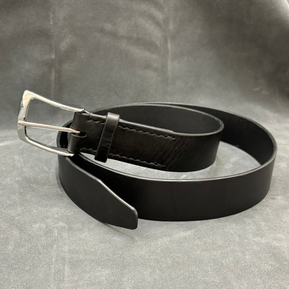 36mm Full Grain Black Leather Belt - Solid Brass Buckle