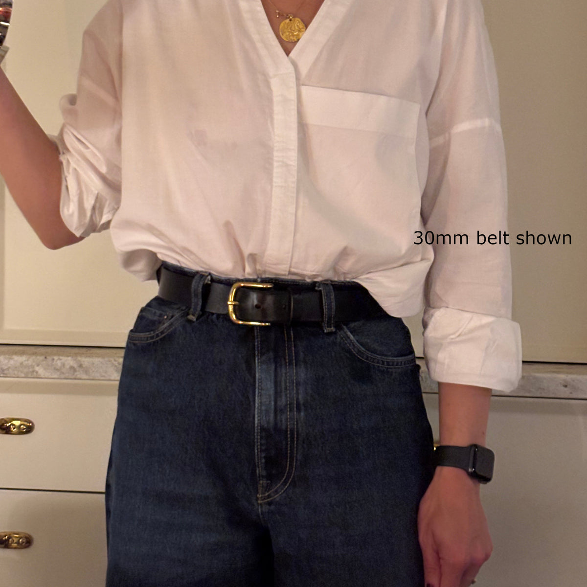 25mm Black Leather Belt