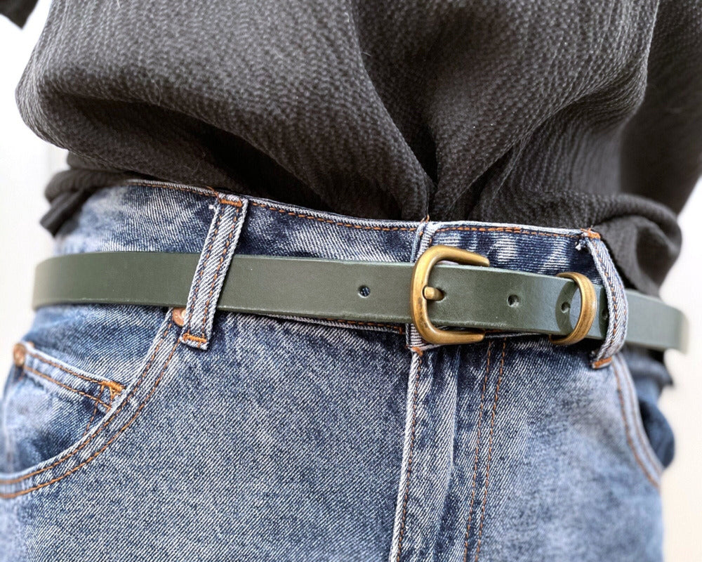 未使用　TOMORROWLAND Dark green leather belt 20mm Forest Green Leather Belt – Karen Louise Leather
