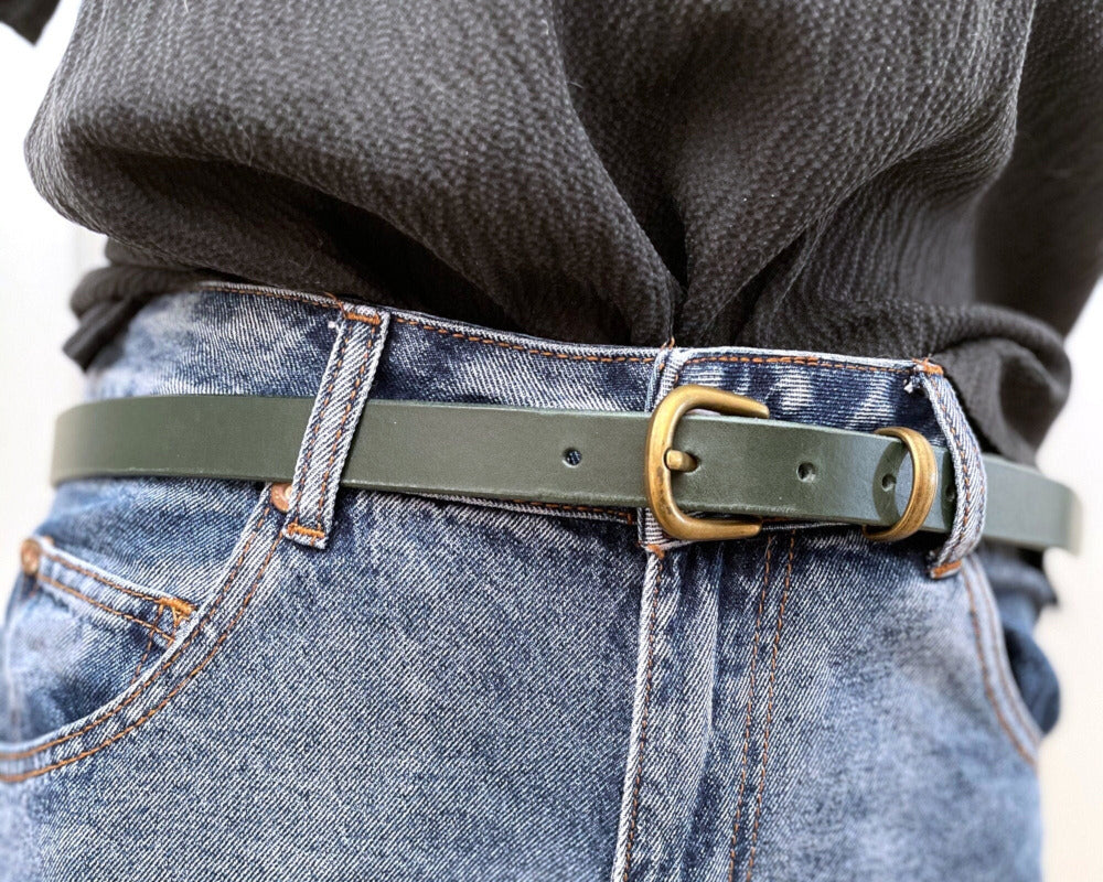 Forest Green Leather Belt