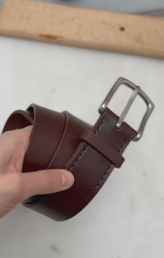 Brown Leather Belt with Silver Buckle