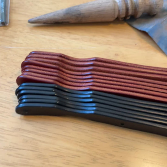 hand burnished edges of the leather