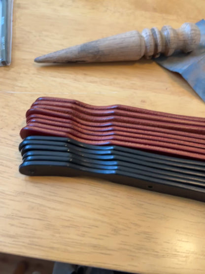 hand burnished edges of the leather